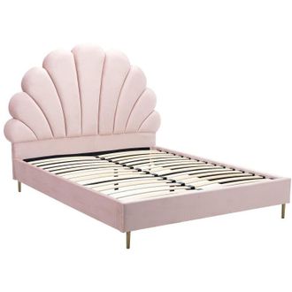 Vente-Unique Vente-unique - Letto conchiglia 160 x 200 cm Velluto Rosa - livaya