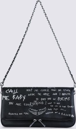 Zadig&Voltaire Black Rock Graffiti Leather Shoulder Bag