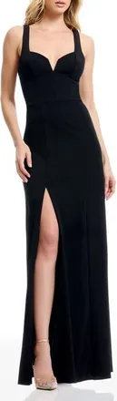 Dress The Population Nettie Side Slit Gown in Black at Nordstrom, Size Xx-Large
