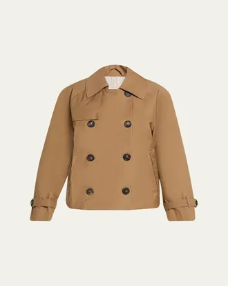 Max Mara Tesoro Short Water-Repellent Twill Trench Coat