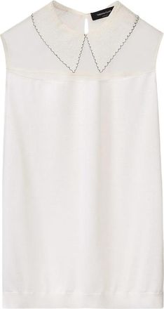 Fabiana Filippi Lace-collar Mesh-yoke Blouse