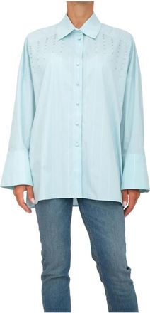 Twinset Lichtblauwe Overhemd - Dames - Overhemden - Blauw - S - Katoen - Overhemden