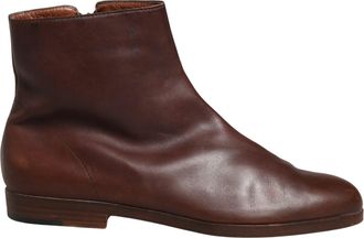 Dolce & Gabbana Brown Leather Flats Biker Ankle Boots Womens Shoes (Pre-Owned)