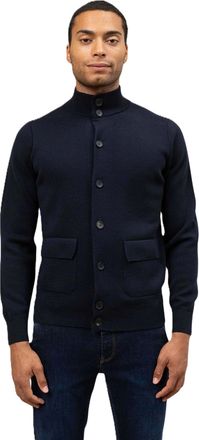 FILIPPO DE LAURENTIIS Navy Blue Wool Buttoned Cardigan