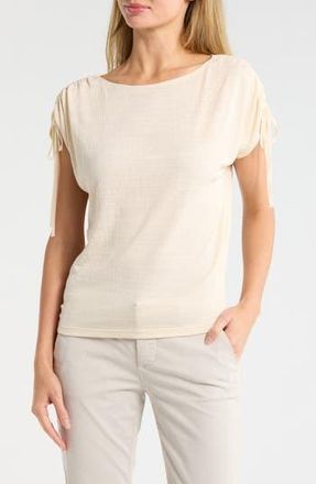 Max Studio Ruched Shoulder Textured Knit Top in Eggshell at Nordstrom Rack, Size X-Large