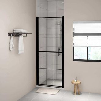 vidaXL Vidaxl - Puerta De Ducha De Vidrio Templado Negro 81x195 Cm