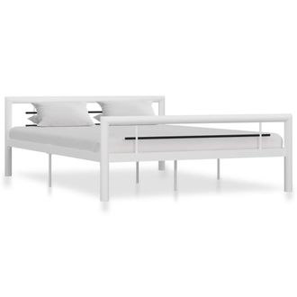 vidaXL Vidaxl - Estructura De Cama Sin Colch&oacute;n Metal Blanco Y Negro 160x200 Cm
