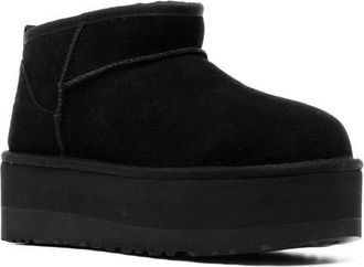 UGG Black Leather Classic Ultra Mini Platform Ankle Boots