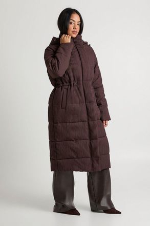 Boohoo Womens Oversized Textured Longline Puffer Coat - Chocolate - Size 12 UK
