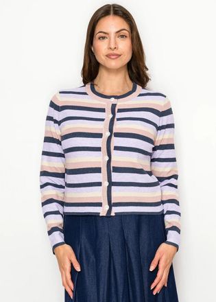 YAL New York Lavender Stripe Everyday Cardigan