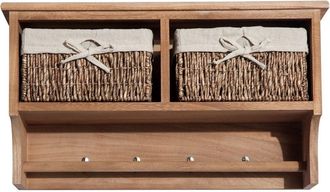 HOMCOM Wall Mounted Coat Hook Storage Unit W/3 Baskets - Brown - Home Living | TJ Hughes