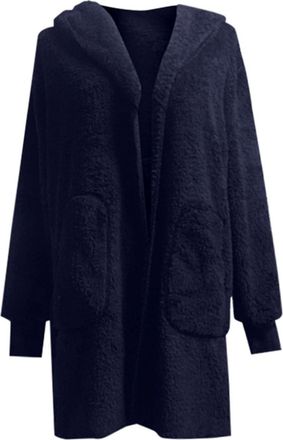 Generic Womens Teddy Fleece Jacket - Fleece Coats For Women Waterfall Cardigan Plus Size Long Sleeve Tops Winter Jackets Solid Color Sweatshirt Warm Double Fu