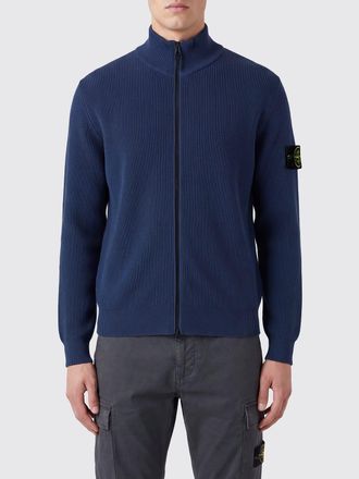 Stone Island High Neck Cardigan in Organic Cotton with Compass Logo