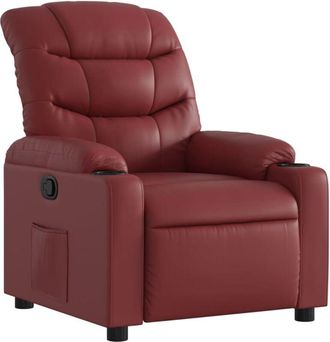 vidaXL Vidaxl - Sillón reclinable de cuero sintético rojo tinto