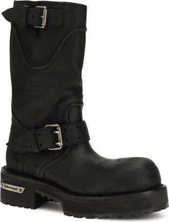 Balenciaga Womens Venom Calf Leather Boots Black-Silver Black/silver