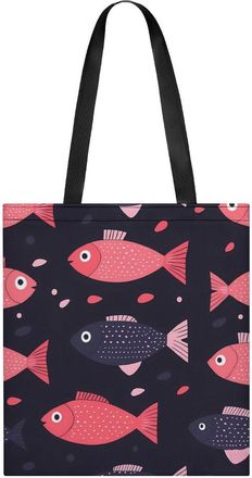 Generic Cute Fish Pattern Womens Tote Casual Shopping Bag Lightweight Shoulder Bags Hobos Handbag for Work Travel Daily 35x40cm