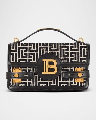 Balmain BBuzz 24 Shoulder Bag in Monogram Jacquard Canvas