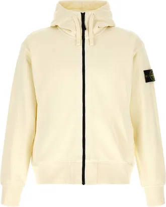 Stone Island Off White Zip Up Hood Sweatshirt