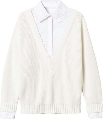 Twin-Set Maglione con dettaglio camicia - Bianco