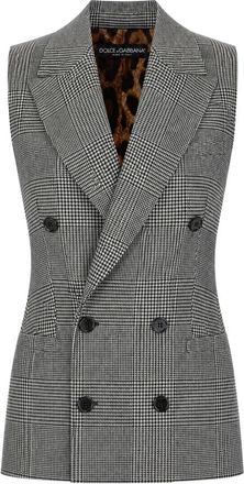 Dolce & Gabbana Jassen, Dames, Grijs, XS, Wol, Gilet met dubbele rij knopen