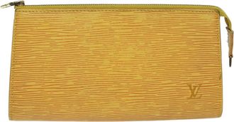 Louis Vuitton Pochette Accessoire Yellow Leather Clutch Bag (Pre-Owned)