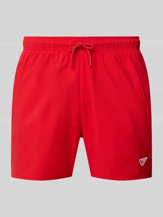 Emporio Armani Straight Fit Badeshorts mit Logo-Detail in Rot, Gr&ouml;&szlig;e XXL