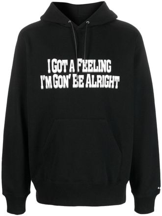 sacai slogan-print cotton hoodie - Black