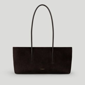 DeMellier The Stockholm Shoulder in Dark Chocolate Suede Leather Shoulder bag