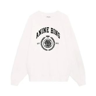 Anine Bing Sweatshirts, female, White, Size: XS Miles Collegiate Sweatshirt