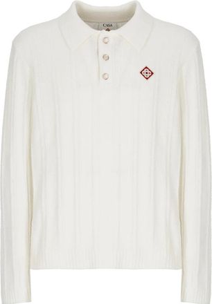 Casablanca Truien & Vesten, Heren, Wit, 2Xl, Katoen, Tennis Boucl&eacute; Long Sleeve Polo