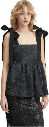 Stine Goya Tops, Dames, Zwart, L, Polyester, Blouse met strikdetail
