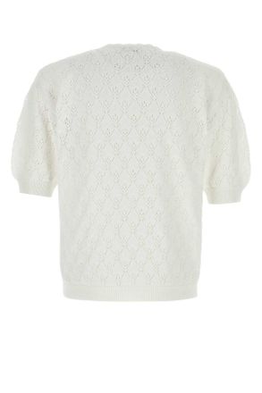 Magliano Mens White Crochet Sweater 01_white Exterior: Cotton T-Shirt