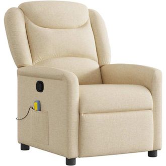 vidaXL Poltrona Massaggiante Reclinabile Crema in Tessuto - Vidaxl