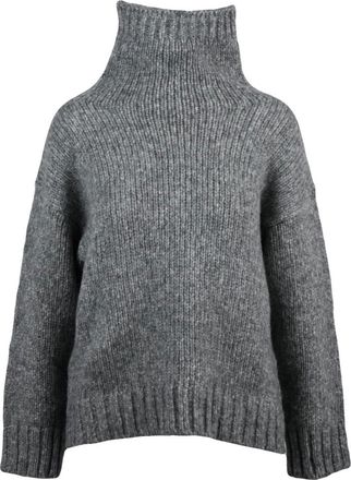 Alpha Studio Truien & Vesten, Dames, Grijs, L, Wol, Maglione Collo Alto