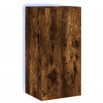 vidaXL TV Wall Cabinet with LED Lights Smoked Oak 40.5x35x80 cm vidaXL