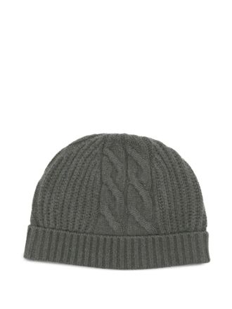 N.Peal cashmere cable-knit beanie - women - Organic Cashmere - One Size - Green