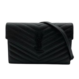 Saint Laurent Pre-owned Cassandre Schoudertas - Dames - Pre-owned - Zwart - Maat: ONE Size Leer