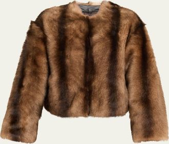 Nili Lotan Elan Lamb Shearling Collarless Jacket