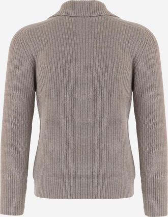 Tagliatore Mens Wool Sweater Taupe Virgin
