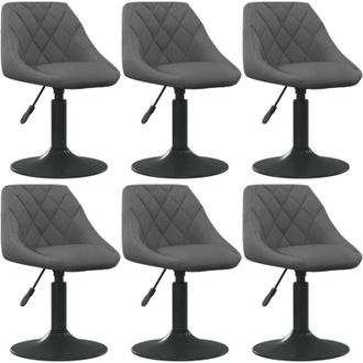 vidaXL Vidaxl - Sillas De Comedor Giratorias 6 Unidades Terciopelo Gris Oscuro