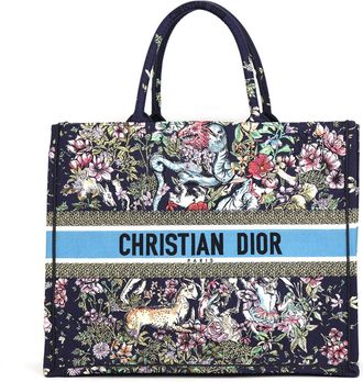 Dior Multi-Color Navy Canvas Handbag Tote Bag (Pre-Owned)