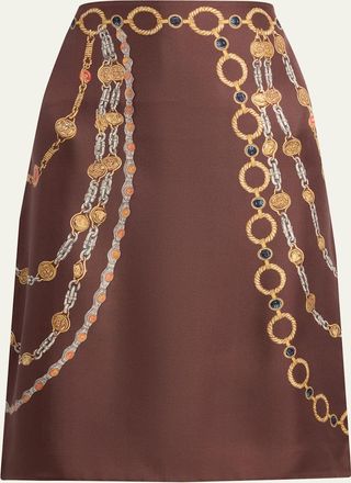 Versace Printed Silk Twill Pencil Skirt