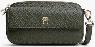 Tommy Hilfiger Womens Allover Monogram Crossbody Bag - Dark Olive