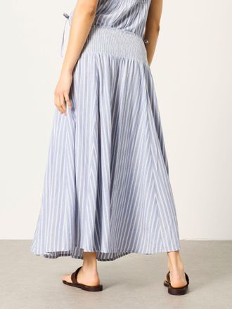 Fat Face FatFace Hetty Blue Stripe Midi Skirt