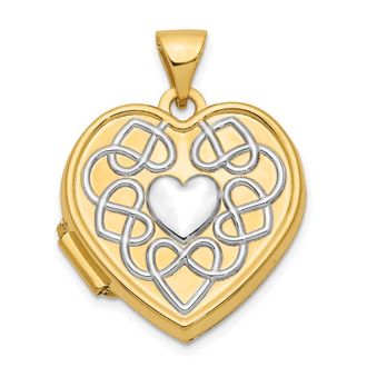 Diamond2Deal 14k Yellow Gold Celtic Knot with Heart of Gold Poem on Reverse 18mm Heart Locket
