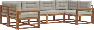 vidaXL Conjunto De Sof&aacute;s De Exterior 6 Uds. Gris Natural Y Claro Vidaxl