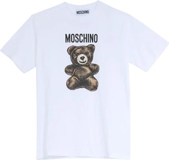 Moschino Adrian Bear Graphic Katoenen T-shirt - Heren - T-shirts - Wit - S - Katoen - Tops