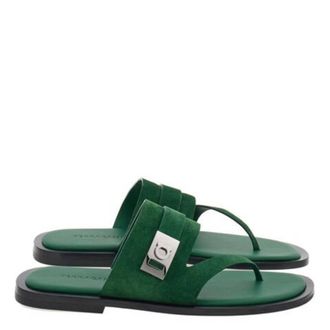 Ferragamo Dickens Suede Thong Sandals, Size 10