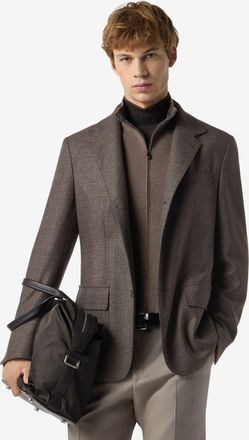 Corneliani Brown stretch wool jacket with detachable vest