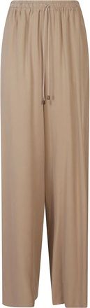 Max Mara Wijde broek - Dames - Wijde Broeken - Bruin - XS - Leer - Broeken